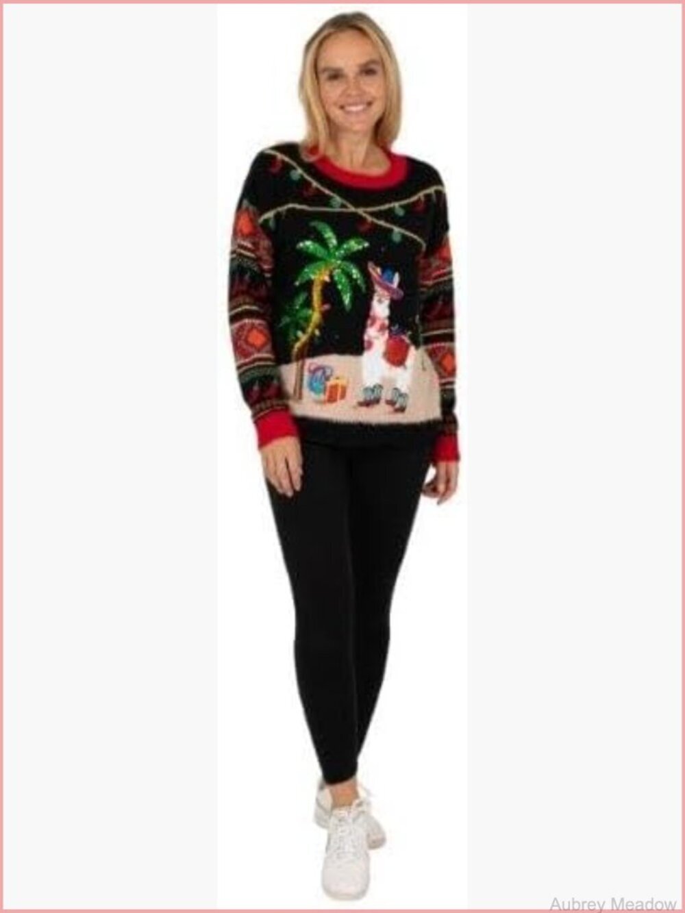 Crew Neck Long Sleeve Light Up Ugly Christmas Sweater